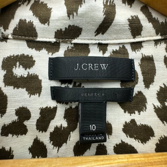 J Crew Shirt Womens 10 Brown Button Up Linen Blend Long Sleeve Breathable - Picture 14 of 15